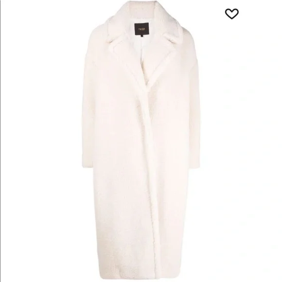 Maje Jackets Coats Maje Ivory Longline Shearling Teddy Coat Poshmark